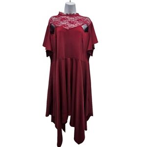 Scarlet Darkness Deep Red Lace High Low Plus Size Dress Vampire Gothic 3XL
